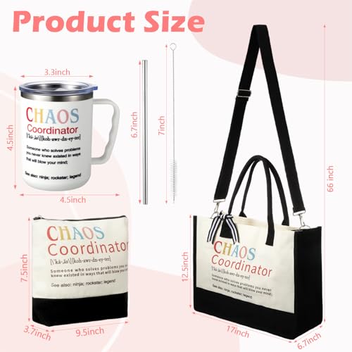 Chaos Coordinator Gifts Set - Tote Bag, Makeup Bag & 20 oz Tumbler for Women