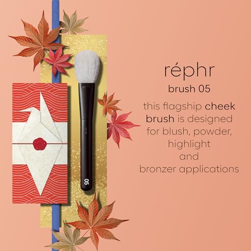 rephr brush 05 - Natural Goat Hair Makeup Brush for Blush, Highlighter & Bronzer and Finishing Powder - (38mm Bristles) Handmade in Kumano, Japan