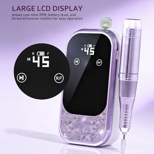 Pink Cordless Electric Nail Drill Machine Kit - 45,000 RPM Manicure & Gel Removal