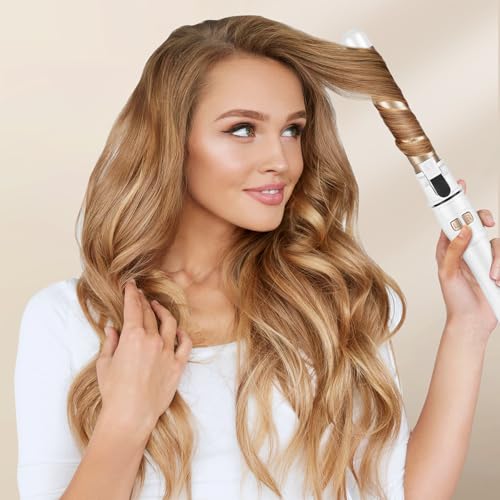 Green Breath Auto Rotating Curling Iron 1-Inch Ceramic, White - Dual Voltage