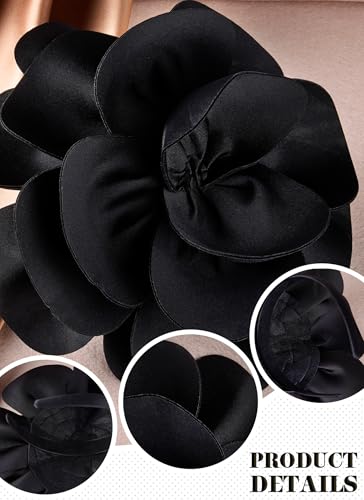 Black Large Flower Fascinator Headband for Weddings & Events - Elegant Tea Party Hat