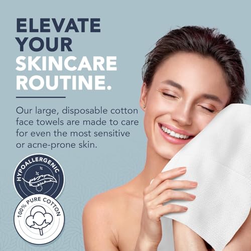 Disposable Face Towels - 240 Count, 100% Cotton, Hypoallergenic, Pack of 1
