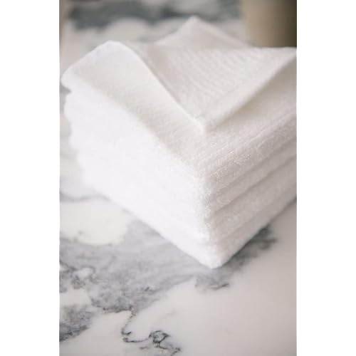 Cozy Earth Ribbed Washcloth Set - 60% Cotton 40% Viscose from Bamboo Bathroom Washcloths - Soft & Absorbent Textured Ribbed Pattern - 4 Pack White
