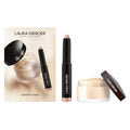 Laura Mercier Translucent Loose Setting Powder Mini with Rosegold Caviar Stick Gift Set, Vitamin-Infused, 24HR Shine Control