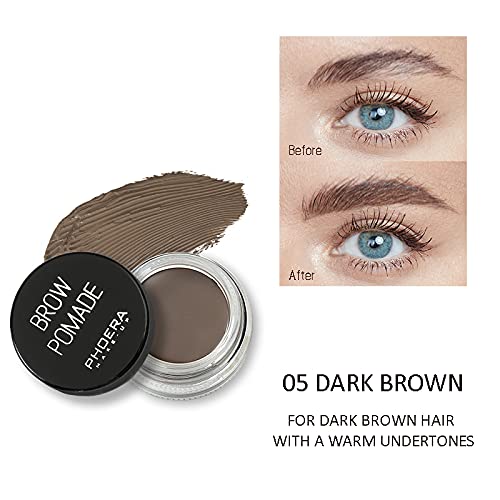 Eyebrow Pomade,Gel Professional Makeup Eyebrow Color,Matte Waterproof Brow Pomade For Long-Lasting Results,Vegan, Cruelty-Free Eyebrow Color that Fills and Shapes Brows(5#Dark Brown)