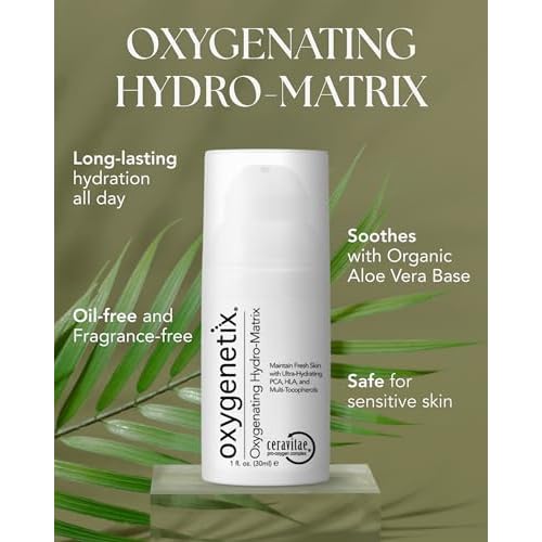 Oxygenetix Oxygenating Hydro-Matrix (1oz) | Lightweight Aloe-Based Face Moisturizer with Hyaluronic Acid for Sensitive, Dry, or Compromised Skin