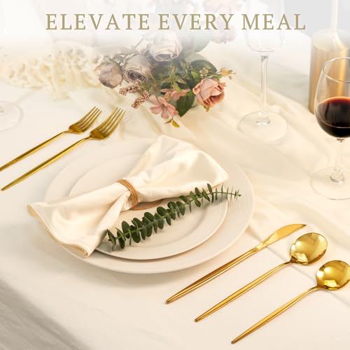 Elegant Gold Silverware Set 48-Piece Flatware Cutlery for 8 with Steak Knives