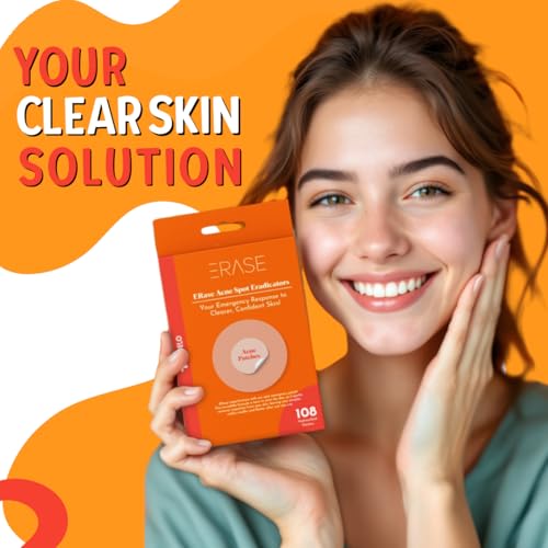 Erase Pimple Patches for Face - Fast-Acting Acne Patches with Hydrocolloid Patch Technology, 108 Patches: Parches Para Acne Invisible Design, Secure Adhesion for Proactive Acne Treatment for Face
