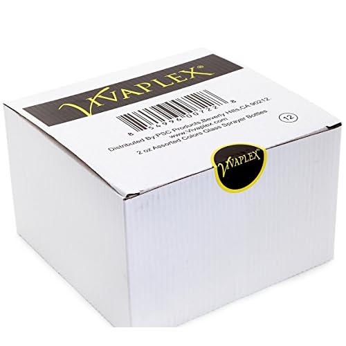Vivaplex, 12, Assorted Colors, 2 oz Glass Bottles, with Black Fine Mist Sprayers