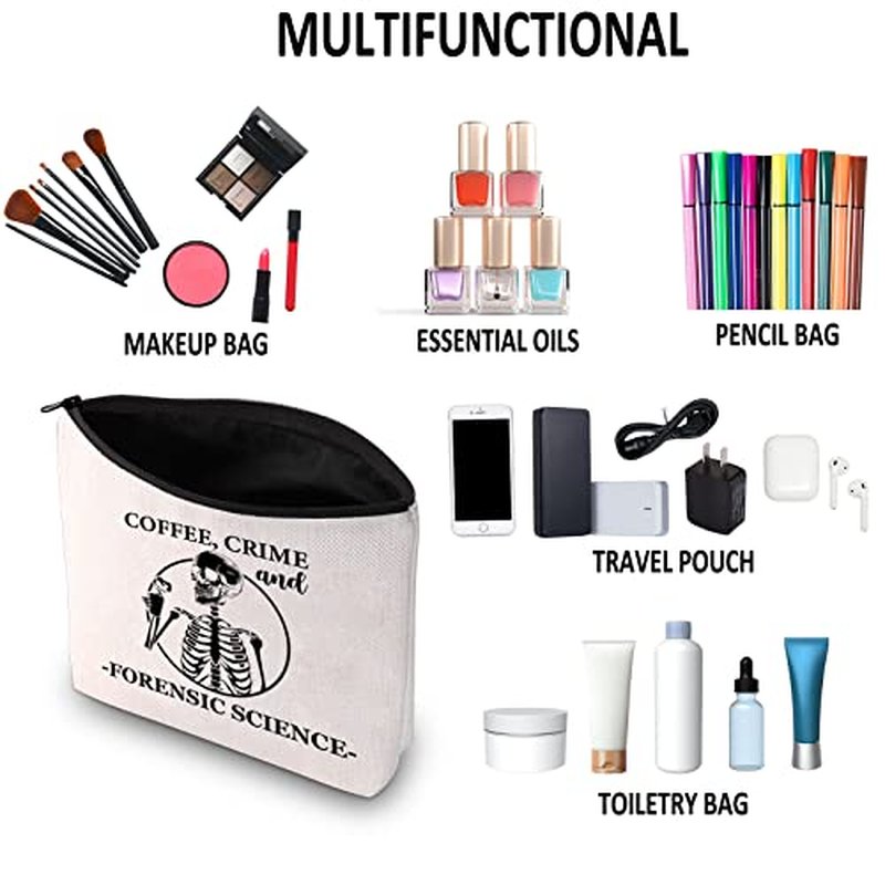 G2TUP Forensic Scientist Gift Coffee Crime And Forensic Science Makeup Bag Forensic Science Investigator Cosmetic Bag Criminologist Gift Travel Bag (And Forensic Science White Bag)