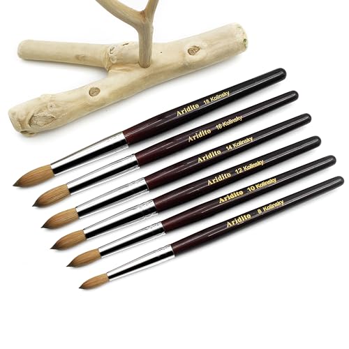 Red Wine Kolinsky Acrylic Nail Brush Size 16 Round Head - Professional Nail Art Tool