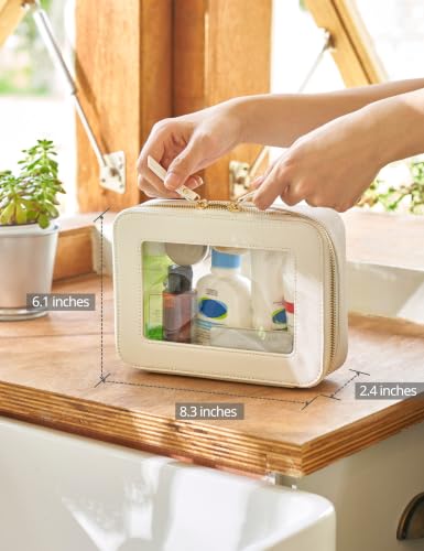 White Medium Clear Makeup Bag with Zipper - Travel Toiletry Organizer