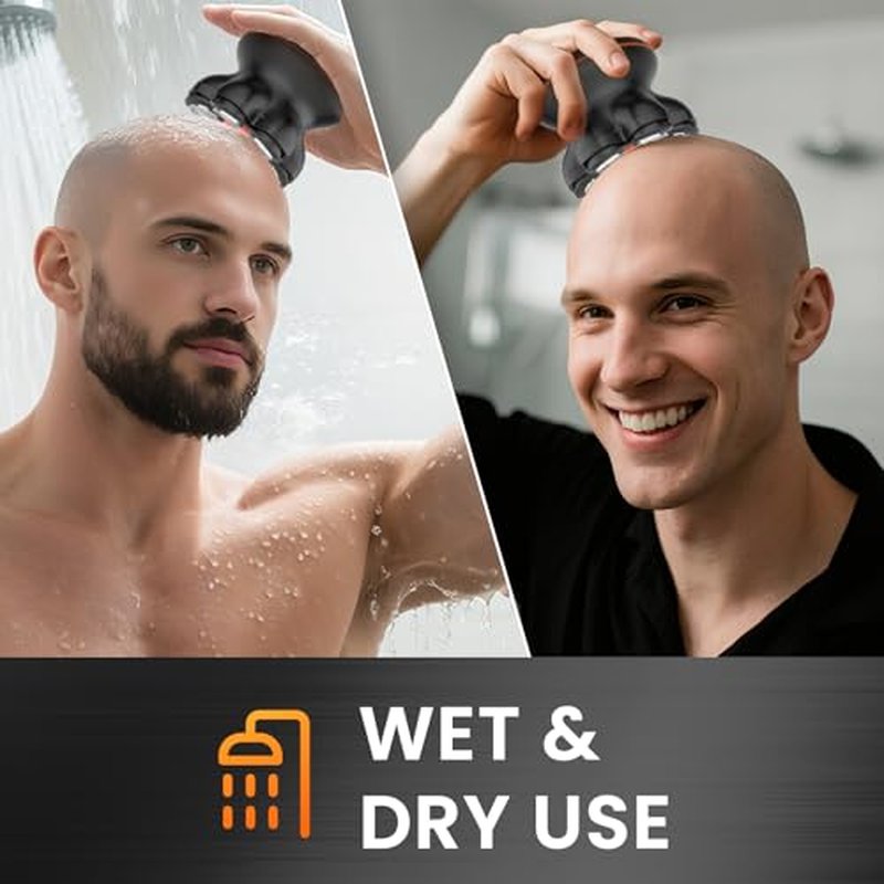 7D Head Shaver for Bald Men, Electric Razor with Upgraded Flexible Blades, Long Battery Life, IPX6 Waterproof, LED Display, Ergonomic Design, Rechargeable, 2 Speed Settings, Easy to Clean