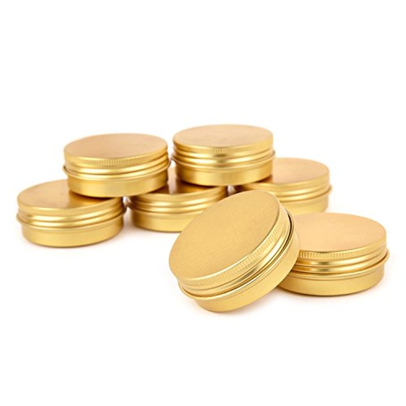 Aluminum Metal Tins 1 Ounce 48 Pack Round Tin Containers Storage Tins Metal Jars Empty Lip Balm Container Small Containers with lids,Gold