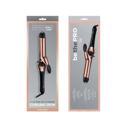 Conair INFINITIPRO Rose Gold Titanium 1.25-Inch Curling Iron - Black, Loose Curl Barrel