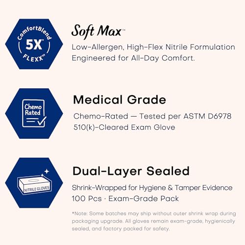 Disposable Nitrile Exam Gloves Black Large - Powder-Free, 1000 Count
