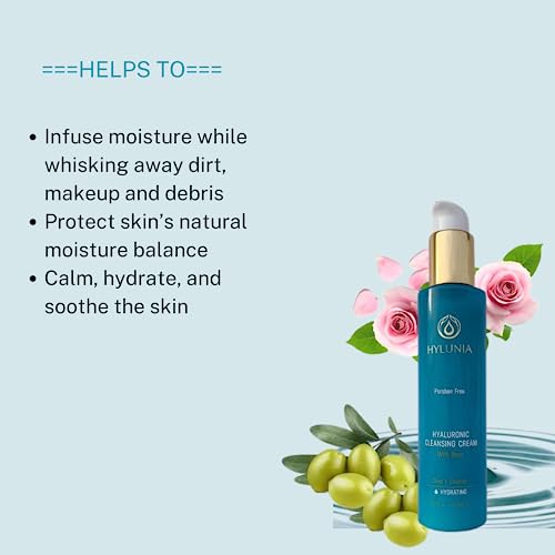 Hylunia Hyaluronic Facial Cleansing Cream - Hydrating Gentle Makeup Remover 5.1 fl oz