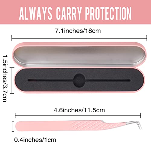 Fiber Tip Lash Tweezers for Eyelash Extensions, Professional 90 Degree Tweezers for Lash Extension Suppliers, Best Pink Tweezers Precision Tool Set(90 Degree Classic)