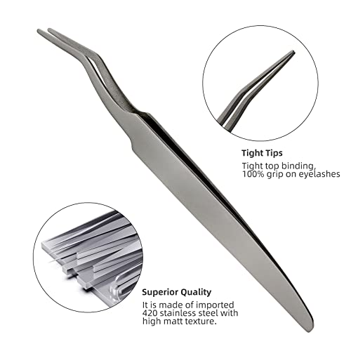 Lash Tweezers For Eyelash Extensions Clusters Lashes Applicator Tool Kit Amzgirl 3pcs Eyelashes Tweezer With Brush Set Stainless Steel Applicators For Diy Lashes Application And Removal (Silver)