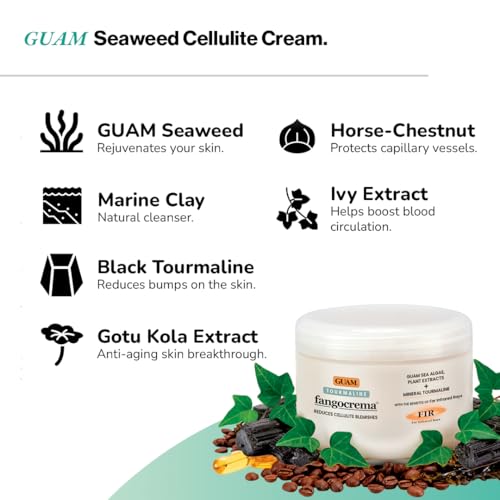 GUAM Fangocrema Anti-Cellulite Cream ? Seaweed & Tourmaline FIR for Skin Tightening ? Hot Gel with Caffeine for Firming & Contouring (10.5Oz)