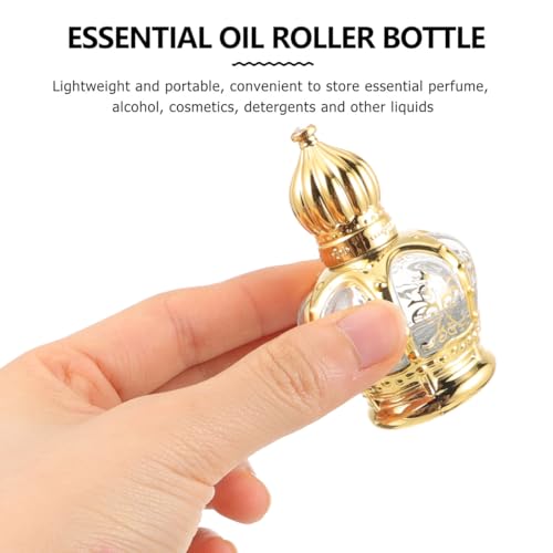 Housoutil 10ml Essential Oil Glass Roller Bottle, 20PCS Refillable Vintage Perfume Bottles, Middle Eastern Style Glass Roll on Dispenser with Cap for Thai Amulet Essential Oil Catholic Baptism