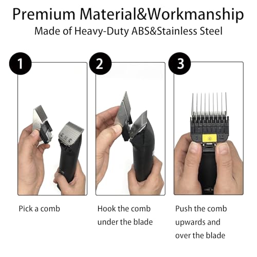 Pet Grooming Guard Combs Set for A5 Style Clippers - 4 Sizes, Stainless Steel & ABS