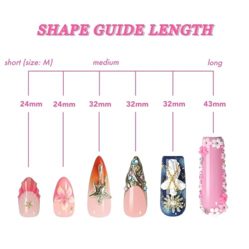 Luxury Handmade Press-On Nails with 3D Flowers Gold Accents Ombre Blue-Peach Design
