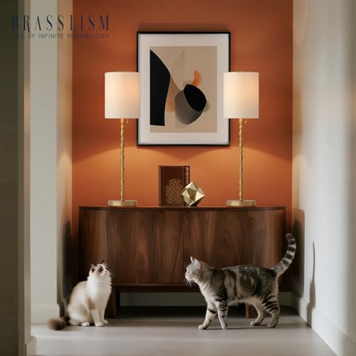 BRASSLISM Gold-Plated Buffet Lamps Set of 2, 28.5" Tall Brass Finish Entryway & Living Room Lighting