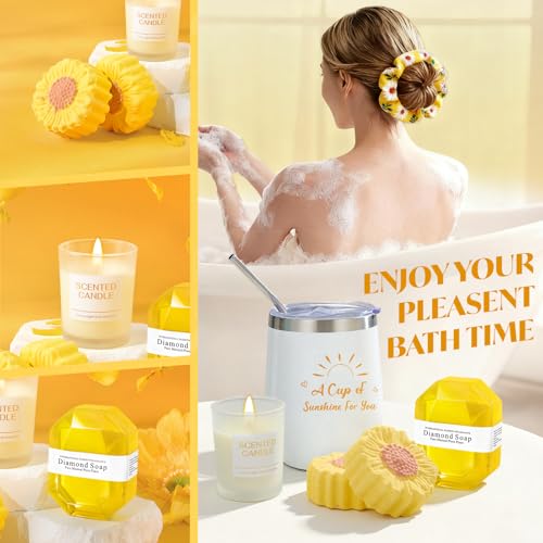 Lemon Sunflower Gift Basket for Women - Spa Self-Care & Relaxation Set