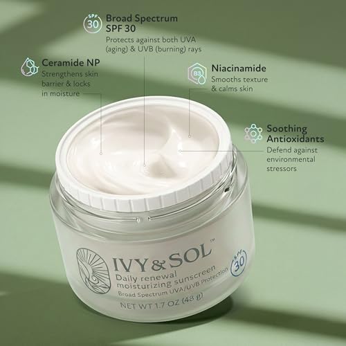 Face Moisturizer SPF 30 with Niacinamide & Ceramides – Hydrating Sun Protection, 1.7oz