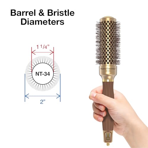 Professional Thermal Hair Brush 1 1/4 Inch - Gold/Chocolate - Olivia Garden NanoThermic