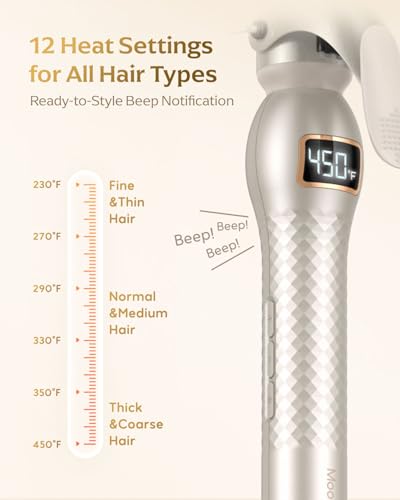 1.25 Inch Ceramic Curling Iron - Loose Wave Curling Wand for Medium & Long Hair - Dual Voltage, Gold, Variation of 1 1/4 Inch