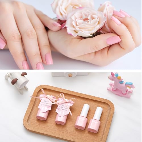 Pink Mini Nail Polish Set for Baby Shower Favors - 24 Pieces with Gift Bags & Ribbon - Pink Variation