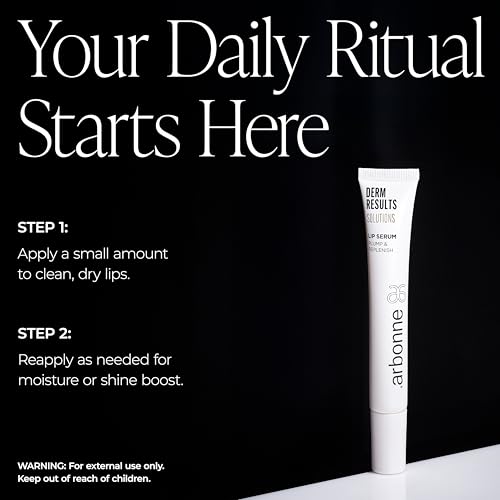 DermResults Solutions Lip Serum ? Hydrating Plumping Serum for Women with Moisture-Rich Glossy Finish, Stabilized Vitamin C, Botanical Oils & Lip-Plumping Complex, 0.42 oz, by Arbonne.