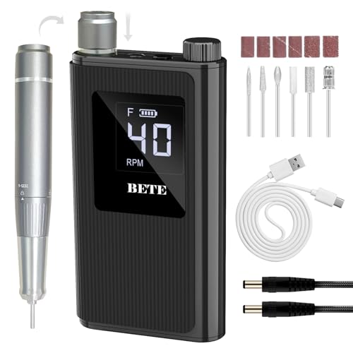 Cordless Nail Drill Machine with 6 Bits - Rechargeable Electric Nail File for Acrylic Gel Nails
