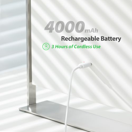 Rechargeable LED Makeup Mirror 14x10 White with 4000mAh Battery & Touch Controls