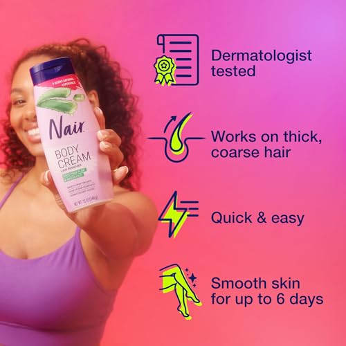 Nair Body Cream Hair Remover with Aloe & Water Lily - Pack of 2, 12 Oz Each
