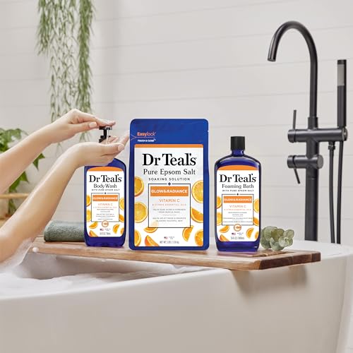 Dr Teal's Body Wash with Epsom Salt, Vitamin C & Citrus Essential Oils 24oz Pack of 4 - Citrus Variation