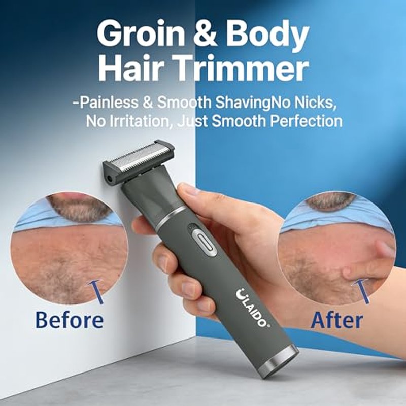 4-in-1 Mens Grooming Kit, 8700RPM Electric Body Hair Trimmer, IPX6 Waterproof Nose Ear Eyebrow Beard Pubic Trimmer for Men, USB-C Fast Charge,with 4 Heads, Travel Portable Groomer