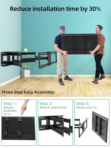 Long Arm Heavy Duty Full Motion TV Wall Mount for 42–95 Inch TVs - Adjustable, Swivel & Tilt