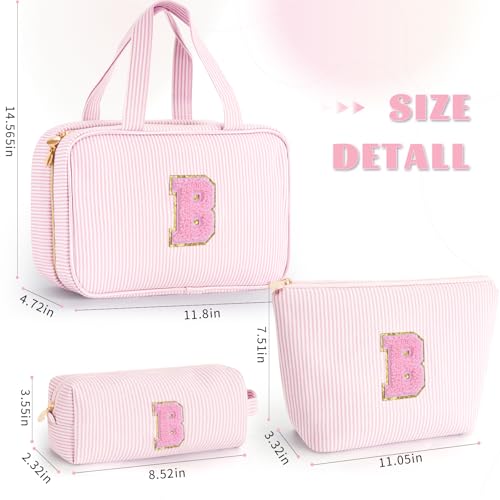 Initial Cute Toiletry Makeup Bag Pouch Cosmetic Travel Bag | Gift for Niece Sister Friend Female Her Mom | Birthday Gifts for Women Daughter Gifts - Pink B