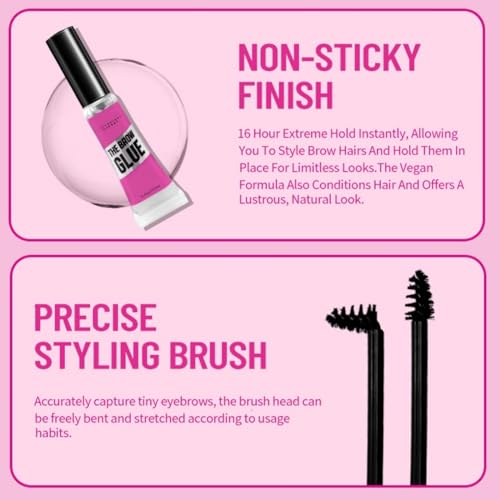 Waterproof Clear Eyebrow Gel Set, Fast Eyebrow Shaping,Long Lasting Transfer-Proof Extreme Hold Brow Glue (Transparent-2pcs 00#)