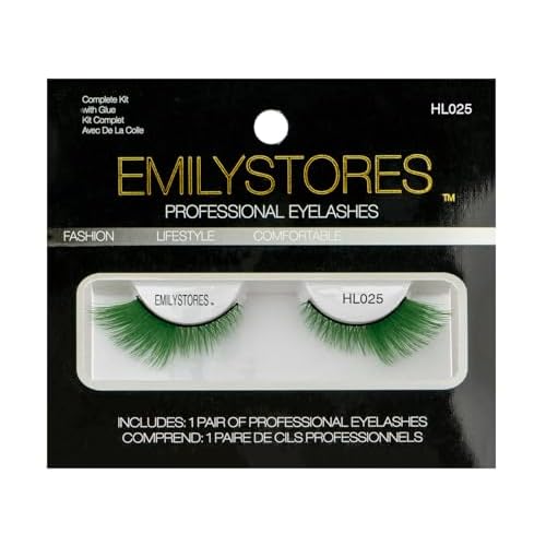 Halloween False Eyelashes Neon Green Black-Red Yellow Dramatic Costume Lashes 1 Pair for Halloween Costume Makeup (Green)