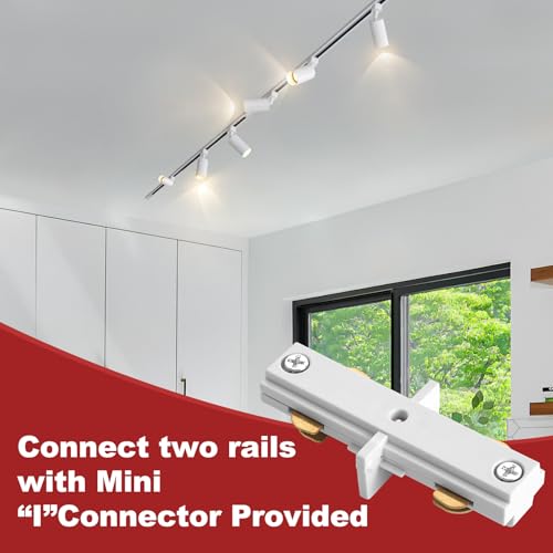 LRAEMXG White 6-Light Plug-in Track Lighting Kit with 6.6FT Rails, Adjustable GU10 Ceiling Spotlights for Kitchen & Home
