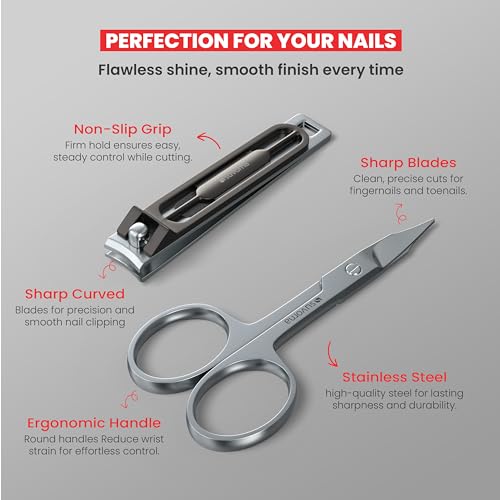Suvorna Manicure Pedicure Set with Toenail Clippers & Nail Tools - Black 8 Pcs