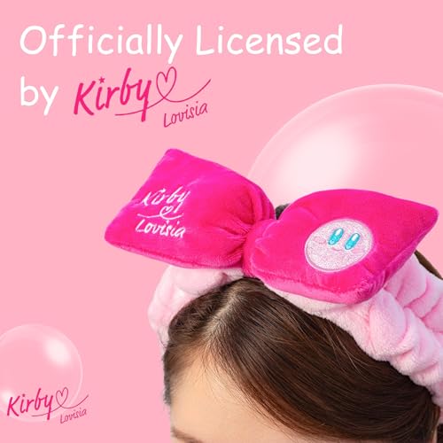 Lovisia Kirby Kawaii Face Wash Headband - Pink, Orange, Purple, Official Licensed Makeup & Skincare Headband for Girls & Women