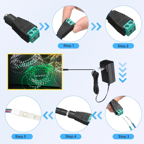 20-Pack 12V DC Power Supply Adapter for LED Strip Lights and Cameras