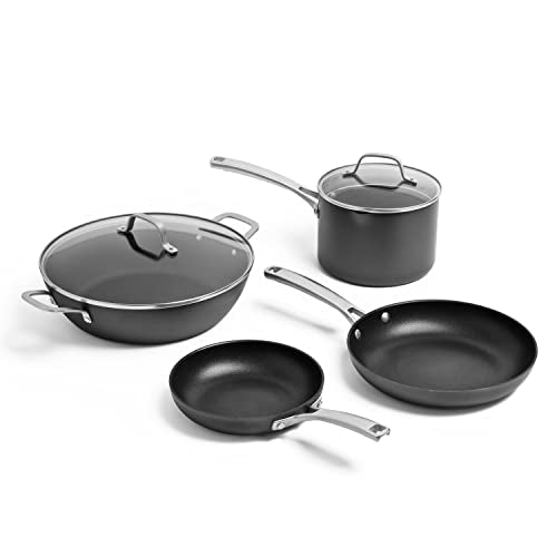 6-Piece Nonstick Cookware Set with AquaShield™ - Hard-Anodized Pots & Pans