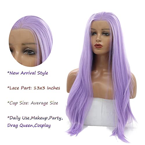 Kalisa 24 Inch Purple Lace Front Wig Long Straight Silky Synthetic Hair for Women