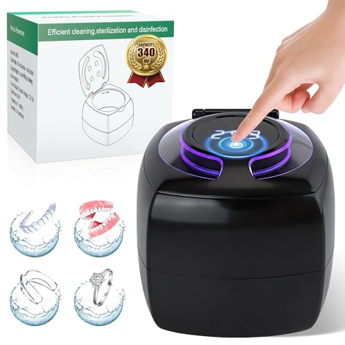 Ovatt Ultrasonic Retainer Cleaner 45kHz with UV Light, 340ML Large Capacity Dental Pod for Aligners and Dentures